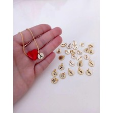 Nergis Collection Murano Kırmızı Kalp Harfli Kişiye Özel Tasarım Kolye A Harfi ( Tüm Harfler Vardır )