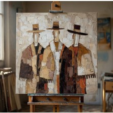 Nurşahın Resimleri El Yapımı Üç Adam Kanvas Tablo