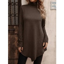 Efnaz Style Kadın Uzun Kollu Balıkçı Yaka Asimetrik Kesim Detaylı Yün Viskon Bluz