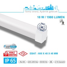 Teletek LED Etanj 18W Radar Hareket Sensörlü Aydınlatma - Otopark, Depo ve Garaj Tipi - Su Geçirmez Tavan Lambası