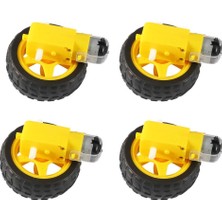 3-6V Redüktörlü Dc Sarı Motor + Tekerlek / 4 Adet