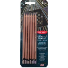 Derwent : Metallic Pencil : Kuru Boya Kalem Seti : 6 Renk (Geleneksel Renkler)
