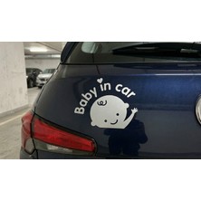 Bey Tuning 3D Sticker Baby In Car Sticker Etiket Çıkartma Pc Laptop Araba Oto Motor 15X11 cm Beyaz