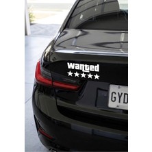 Bey Tuning 3D Sticker Wanted Yıldız Sticker Etiket Çıkartma Pc Laptop Araba Oto Motor 15X7 cm Beyaz