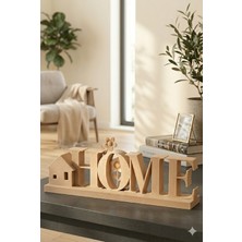 Özgürce Modern Bej Home Yazısı Dekoratif Biblo, Şık Masa Üstü Ev Dekoru