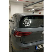 Bey Tuning 3D Sticker Baby On Board Sticker Etiket Çıkartma Pc Laptop Araba Oto Motor 15X16 cm Beyaz