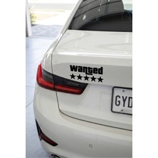 Bey Tuning 3D Sticker Wanted Yıldız Sticker Etiket Çıkartma Pc Laptop Araba Oto Motor 15X7 cm Siyah