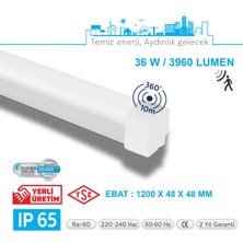 Teletek LED Etanj 36W Radar Hareket Sensörlü Aydınlatma - Otopark, Depo ve Garaj Tipi - Su Geçirmez Tavan Lambası
