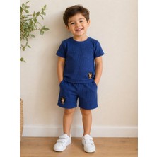 Aydede Kids Erkek Çocuk Şortlu Takım %100 Pamuklu Cepli Tişört & Şort Yazlık 2’li Set (Lacivert)