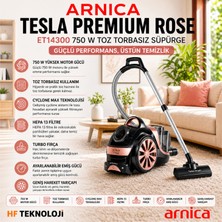 Arnica 750 Watt Tesla Premium Rose Toz Torbasız Elektrikli Süpürge