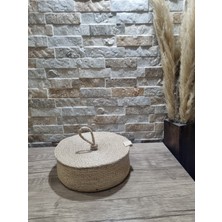 Özgürce Şık Jüt Kapaklı Sepet, 21X7 Cm, Dekoratif ve Fonksiyonel Organizer