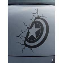 Bey Tuning 3D Sticker Captain America Sticker Etiket Çıkartma Pc Laptop Araba Oto Motor 15X21 cm Siyah