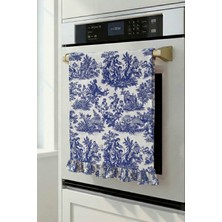 Özgürce Şık Dekoratif Fırfırlı Saks Toile Fırın Örtüsü 43X50 Cm, Su Itici Pamuk Karışım
