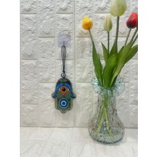 Özgürce El Işçiliği Füzyon Cam Nazar Boncuklu Duvar Süsü 11X16 Cm, Şık Dekorasyon