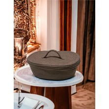 Özgürce Şık Oval Örgü Kapaklı Depolama Sepeti, Ev ve Ofis Düzeni Için Ideal