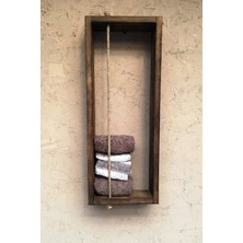 Özgürce Modern Çok Amaçlı Masif Ahşap Halatlı Banyo Duvar Rafı