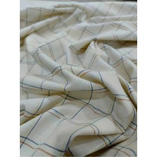 Grand Tekstil Kareli Krem Renk %75 Organik Pamuk Pantolon Gömlek Elbise Tunikn Yapımına Uygun Kumaş