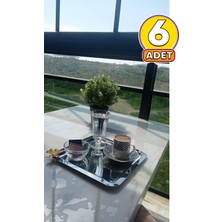Özgürce 6'lı Paslanmaz Çelik Kelebekli Kahve ve Çay Servis Tepsisi