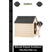 Carlburn #petshop Su Geçirmez Plastik Dış Mekan Bahçe Tipi Konforlu Büyük Köpek Kulübesi 95X95X100 cm