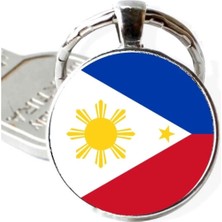 Tamgacrafts Filipinler Philippines Bayrağı Metal Anahtarlık Hediyelik