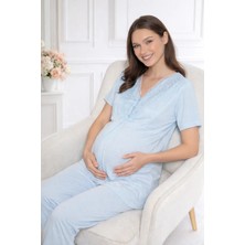 Hamile Pijama Takımı – Dantel Detaylı Lohusa Pijama Rahat Yazlık Flz 24-81