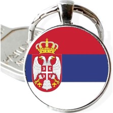 Tamgacrafts Sırbistan Serbia Bayrağı Metal Anahtarlık Hediyelik