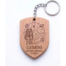 Tamgacrafts Ikizler Gemini Burcu Ahşap Anahtarlık Takımyıldızı Isim Yazılabilir
