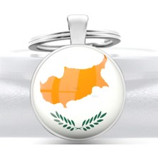Tamgacrafts Kıbrıs Cyprus Bayrağı Metal Anahtarlık Hediyelik