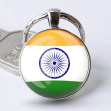 Tamgacrafts Hindistan India Bayrağı Metal Anahtarlık Hediyelik