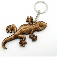 Tamgacrafts Kertenkele Gecko Figürlü Doğal Ahşap Anahtarlık Sürüngen Tasarım 8cm