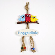 Özgürce Renkli Baykuş Hoşgeldiniz Kapı Süsü, Dekoratif ve Şık Tasarım