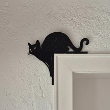 Özgürce Renkli Geometrik Kedi Figürü, Kapı Üstü ve Köşe Duvar Dekoru