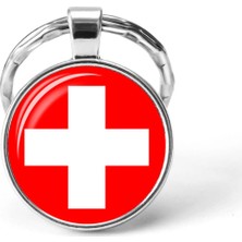 Tamgacrafts Isviçre Switzerland Bayrağı Metal Anahtarlık Hediyelik