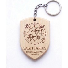 Tamgacrafts Yay Sagittarius Burcu Ahşap Anahtarlık Takımyıldızı Isim Yazılabilir