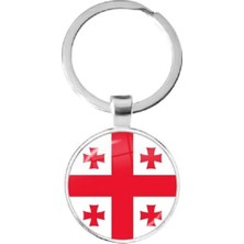 Tamgacrafts Gürcistan Georgia Bayrağı Metal Anahtarlık Hediyelik