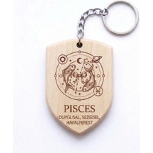 Tamgacrafts Balık Pisces Burcu Ahşap Anahtarlık Takımyıldızı Isim Yazılabilir