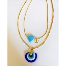 My Charm Art Murano Boncuk Nazar ve Kalp Kolye