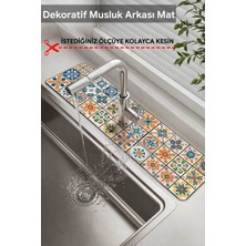 Özgürce Desenli Lavabo ve Mutfak Musluk Matı, 14X60 Cm, Şık ve Koruyucu Tasarım