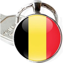 Tamgacrafts Belçika Belgium Bayrağı Metal Anahtarlık Hediyelik
