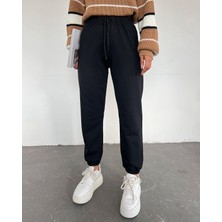 Moda Morfo Beli Bağcıklı Eşofman Altı -Siyah