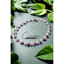 Crazy Takı Tasarım Ametist-Lavender Ametist & Hematit Doğaltaş Kadın Kolye 925 Ayar Gümüş