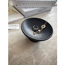 Özgürce Siyah Dekoratif Takı ve Anahtar Kasesi, Vernikli, 12 cm Çap
