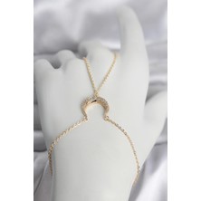Siv Ticaret Mey Ithalat® Pirinç Gold Renk Hilal Model Zirkon Taşlı Kadın Şahmeran