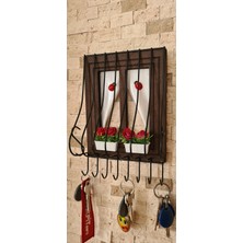 Özgürce Kahverengi Ahşap Pencere Model Anahtarlık ve Kapı Askısı 21X16CM