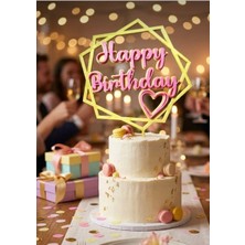 3 Boyutlu (3d) Happy Birthday Pasta Süsü - Renkli Doğum Günü Aksesuarı