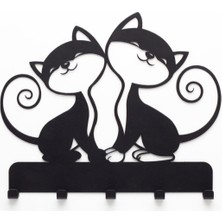 Özgürce Renkli Kedi Desenli Metal Anahtar Askısı, Pratik ve Şık Tasarım