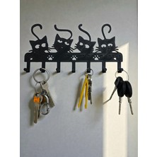 Özgürce Sevimli Kedi Figürlü Dekoratif Anahtarlık ve Askılık Seti