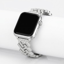 bbtech Apple Watch Uyumlu Metal Zirkon Taşlı Premium Kordon 38/40/41MM Series 11/10(42MM)/9/8/7/6/5/4/SE Uyumlu Şık Bileklik Kayış