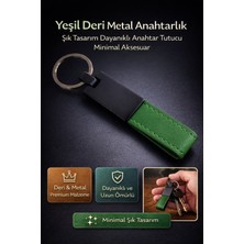 Özgürce Yeşil Deri Metal Anahtarlık, Şık Tasarım ve Dayanıklı Anahtar Tutucu