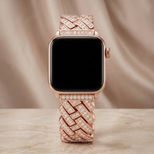 bbtech Apple Watch Uyumlu Metal Zirkon Taşlı Premium Kordon 44/45/46/49MM Ultra/ultra 2/ultra 3/se2/se3/11/10/9/8/7/6/5/4 Uyumlu